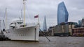 HQS Wellington moored on the embankment, the North side of the Thames